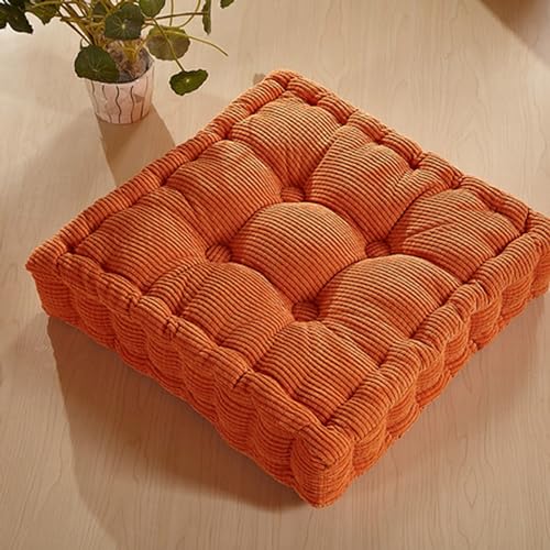 40x40cm Floor Pillow, Meditation Pillow, Square Floor Cushion, Cushion Pillow Thick Soft Chair Seat Room Tatami Cushion for Home Decoration Orange - color: Orange
