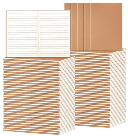 100 Pack A5 Ruled Lined Kraft Notebooks Bulk, Journaling Notebooks, Soft Cover Composition Notebook, 8.3x5.5 Inches 60 Pages Travel Journal Notebooks Set for Work, School, Writing - style: Brown-100-Lined