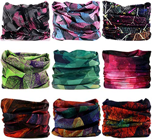 Headband Neck Gaiter Head Wrap Headwear Face Mask Magic Scarf Bandana for Men and Women - color: 9pc.lady Series