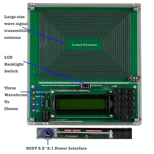 0.01Hz-20kHz Adjustable Schumann Resonance Generator, Schumann Sound Frequency Generator with Acrylic Case for Stress Relief, Relaxation, Sinusoidal&Square Wave, USB Powered, 5.9''*5.5''