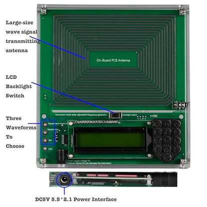 0.01Hz-20kHz Adjustable Schumann Resonance Generator, Schumann Sound Frequency Generator with Acrylic Case for Stress Relief, Relaxation, Sinusoidal&Square Wave, USB Powered, 5.9''*5.5''