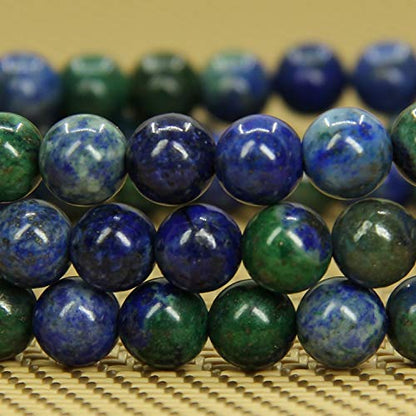 Angelstones Handmade Natural Healing Gemstone 6mm Round Beads Stretch Crystal Bracelet 7 Inch Unisex - color: Lapis Chrysocolla