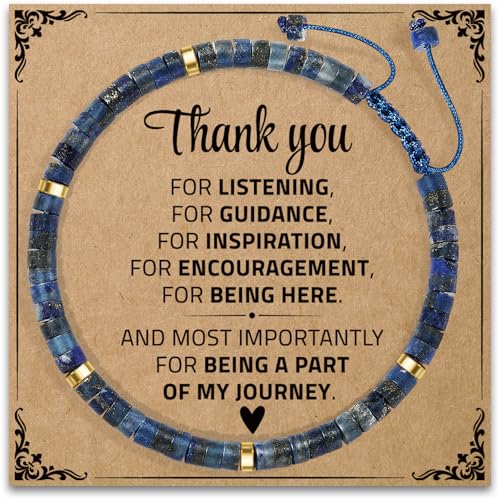 Thank You Gifts for Women: Teacher Appreciation Office Gifts for Coworkers Employee Boss Lady Manager Colleague Natural Stone Bracelet - color: Blue-Journey
