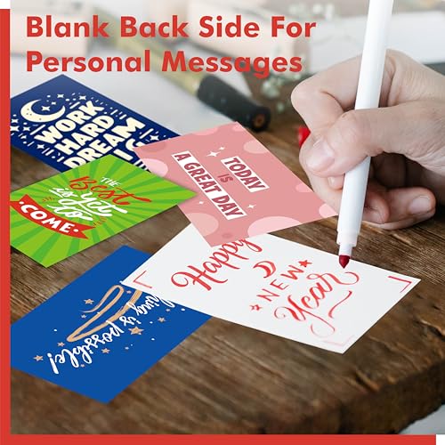 120 PCS Motivational Cards, 60 Designs Inspirational Cards with PET Film, Affirmation Words for Primary Middle High Reading Students, Book Lovers (2” x 3.5”)