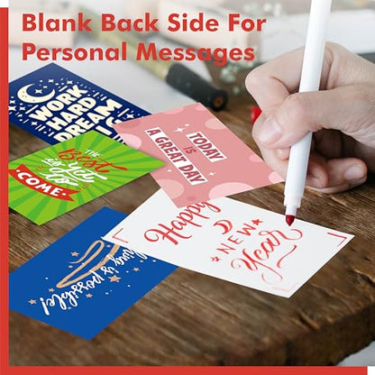 120 PCS Motivational Cards, 60 Designs Inspirational Cards with PET Film, Affirmation Words for Primary Middle High Reading Students, Book Lovers (2” x 3.5”)