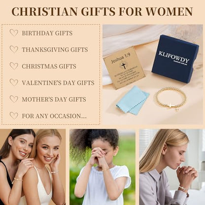 Cross Bracelet for Her,14K Gold Bracelets for Women,Beaded Bracelets as Christian Confirmation Religious Baptism Gifts for Women Teen Gold Jewelry - color: Easter-01