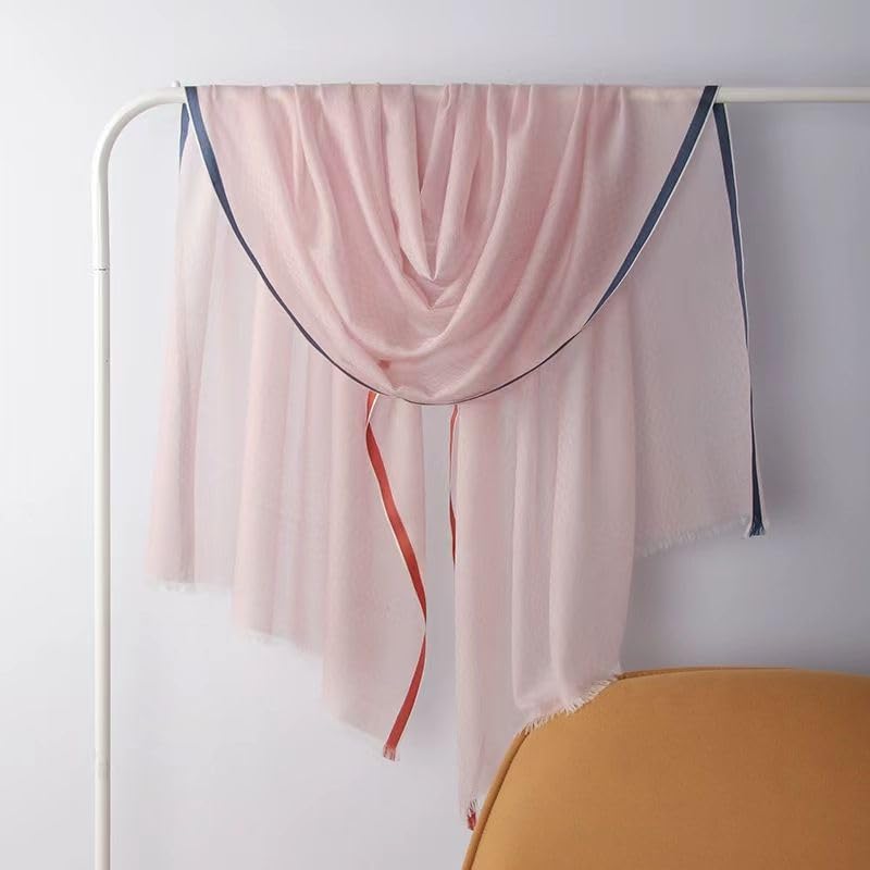 Luxury Cashmere Pashmina Style Shawl - Silk & Wool Blend Scarf, Lightweight Skin-Friendly Wrap - color: Gingham. - Pink