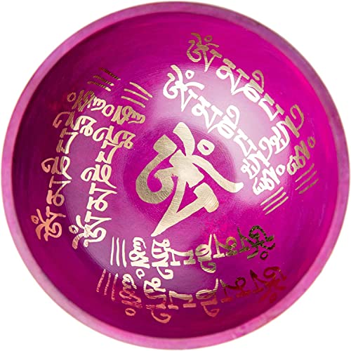 Tibetan Singing Bowl Set - Easy To Play for Beginners - Authentic Handcrafted Mindfulness Meditation Holistic Sound 7 Chakra Healing Gift by Himalayan Bazaar (Orchid)