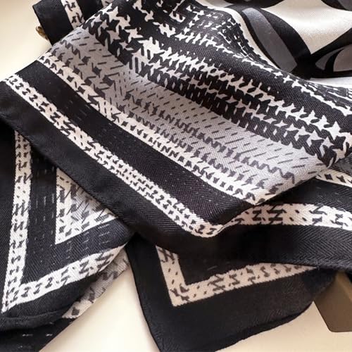35" Head Scarf Large Square Scarf Like Cotton Hairscarf Fashion Scarves Bandana Night Sleeping Wraps for Women B01 - color: Black Quadrilateral