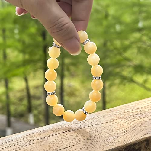 Healing Bracelet For Women Anxiety Crystal Bracelet Chakra Beaded Bracelets Rose Quartz Crystals And Healing Stones Yoga Bead Bracelet Calming Stretch Bracelet Stress Relief Gifts For Women - color: Yellow-Jade