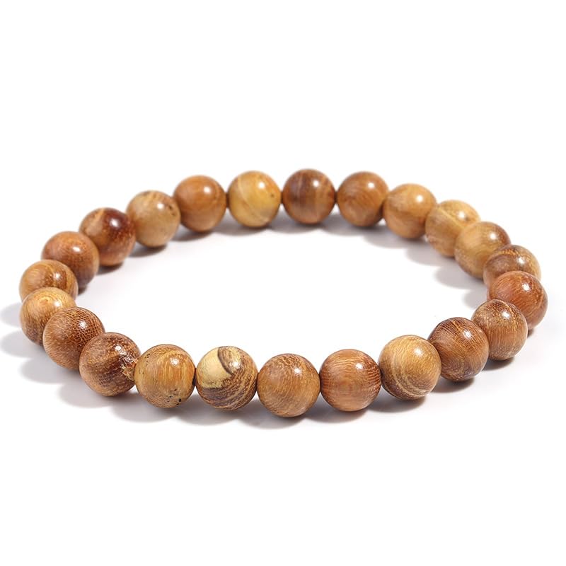 DATOA 6Pcs 8mm Wooden Beaded Stretch Bracelet for Men Women