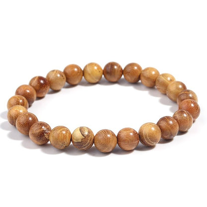 DATOA 6Pcs 8mm Wooden Beaded Stretch Bracelet for Men Women