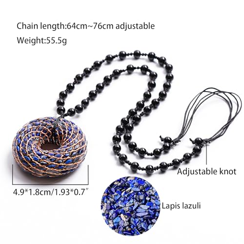 Rodin Coil & Orgone Pendant Necklace for Meditation, Reiki Energy Necklace, Chakra Balancing, Spiritual Protection - style: Lapis lazuli