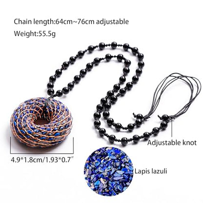 Rodin Coil & Orgone Pendant Necklace for Meditation, Reiki Energy Necklace, Chakra Balancing, Spiritual Protection - style: Lapis lazuli