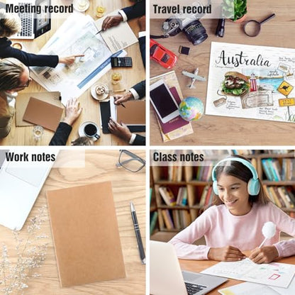 EOOUT 100pcs Lined A5 Kraft Notebook, Journals for Travelers 8.3x5.5in Notebooks 30 Sheets/60 Pages for Students and Office Travel Journal Set - style: Lined-100pack