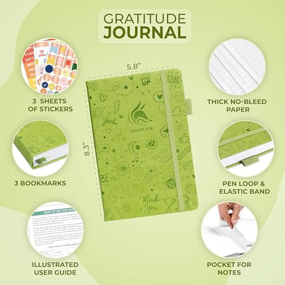 Clever Fox Gratitude Journal – Happiness, Positivity & Affirmation Daily Journal – Inspirational Daily Notebook – 3 Months, A5 (Spring Green) - color: Spring Green, size: A5 (5.8″ x 8.3″)