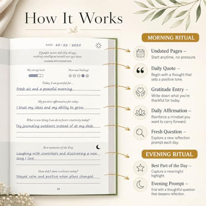 Gratitude Journal 2026 – Undated Daily Gratitude Journal with Upgraded Dynamic Prompts & Gift Box – 5 Minute Reflection, Mindfulness & Happiness Journal for Women & Men - color: Sage Green