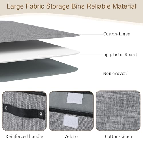 Fabric Storage Bin with Lid, Storage Box with Handles, 10.2 x 7.8 x 6.7 Inch Closet Organizer for Shelves Organization, Gray, 1-Pack