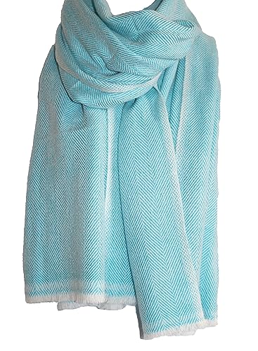 Handwoven Shawl Wraps Large Stole 8 ply Exclusive Premium Quality Wool Handmade in Nepal Pashmina Scarfs for Women And Men - color: Turquoise