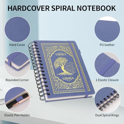 A5 Hardcover Spiral Notebook Tree of Life Journal Daily Journals for Writing Travel Notebooks Journal for Women Men 80GSM Paper Leather Spiral Journal,5.7"x8.3"（Spiral Tree -Purple) - color: Spiral Tree of Life-purple