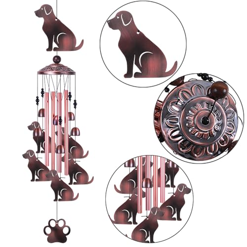36 Inch Dogs Wind Chimes Outdoor/Indoor Decor - Metal Dog Musical Wind Bells, Mobile Romantic Dog Wind Catcher, Outdoor Dogs Wind Chimes Gifts for Mom, Home, Balcony, Trees, Festival Garden Decoration