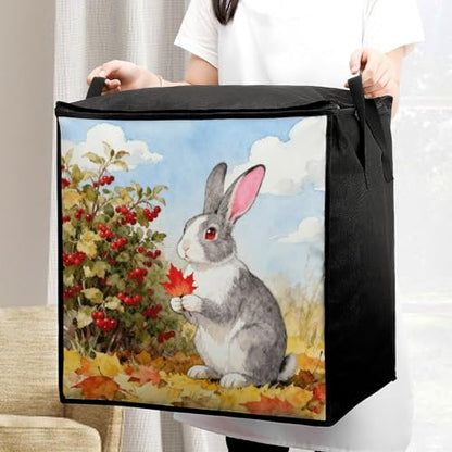 Fall Animal Storage Bag Portable Closet Organizer Storage Bags Quilt Storage Bags with Zippered Breathable Storage Bag with Carry Handles for Blanket Pillow Bedding
