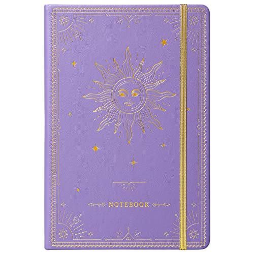 Artfan Ruled Notebook/Journal – Premium Thick Paper Faux Leather Classic Writing Notebook with Pocket + Page Dividers Gifts, Banded, Large, 144 Pages, Hard Cover, Lined (5.8 x 8.4) - Purple - color: Purple1