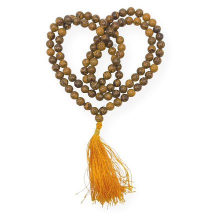GEMSCITE Japa Mala 108 Prayer Beads Perfect for Meditation Spiritual Mala Necklace & Wrist Mala Bracelet - color: Mariyam Jasper (Calligraphy), size: Without Knots