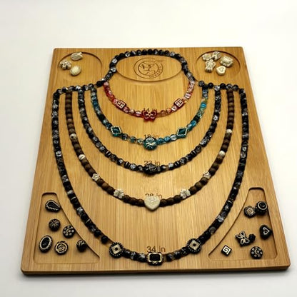 NOAVAOL Bamboo Bead Board for Jewelry Making, Combi Beading Tray Design Mat for Necklaces, DIY Small Jewelry Design Board