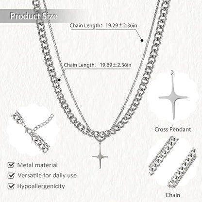 Y2k Irregular Necklace Star Pendant Moonlight Stone Fashion Collar Chain Design Spicy Silver Jewelry for Women - color: Style22