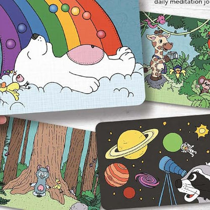 Ambassador Games: Mindful Living - Meditation Friends Cards - 30 Giant Self-Empowerment Cards, Daily Mediation & Messages, Animal Themed, Kids 4+