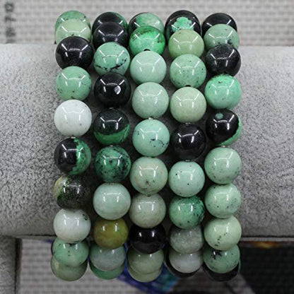Keleny Fashion Crystal Man Women Stretch Bracelet 10mm Round Beads Rock Jasper 7 Inch Unisex - color: Hydrogrossular Garnet