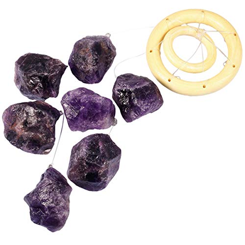 rockcloud Amethyst Raw Stones Wind Chime Home Garden Decoration Figurine - color: Dark Purple