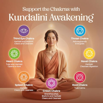 KUNDALINI AWAKENING Herbal Supplement – Ayurvedic Herbal Blend with Ashwagandha, Bacopa, Tulsi, and Haritaki – Supports Spiritual Growth, Chakra activation, Meditation, & Higher Consciousness.