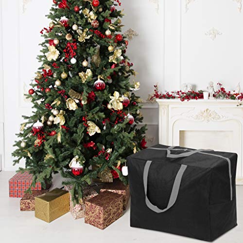 ProPik Christmas Ornaments Accessories Storage Bag Tear-proof Polyester Material 15” X 9.8” X 18.1” With Handles And Full Length Zipper (Black) - color: Black