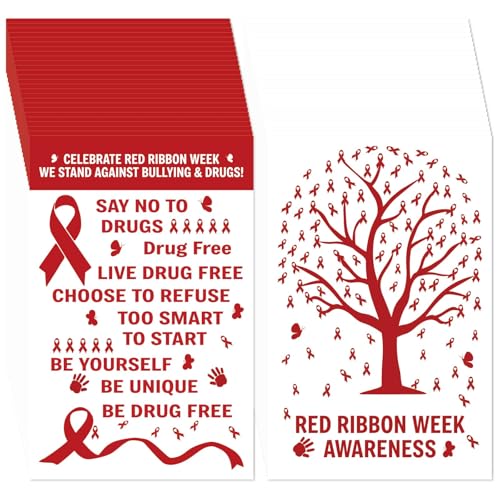 240 Pcs Multicolor Ribbon Card All Breast Cancer Awareness Cards Mental Health Postcard Domestic Violence Oncology Overdose Awareness Inspirational Gift for Home Office (Red Ribbon) - color: Red Ribbon