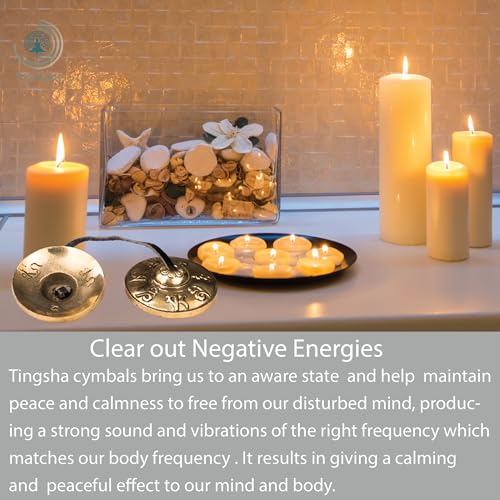 Tibetan Tingsha Cymbal Bells with case | Handcrafted in Nepal Sound Healing Meditation bells 6.5 cm for Sound Healing and Mindfulness. Sound Healing Instrument for Yoga and Meditation (Blue) - color: Blue
