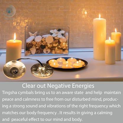 Tibetan Tingsha Cymbal Bells with case | Handcrafted in Nepal Sound Healing Meditation bells 6.5 cm for Sound Healing and Mindfulness. Sound Healing Instrument for Yoga and Meditation (Blue) - color: Blue