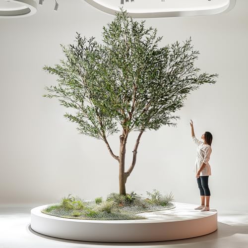 11.5FT Artificial Olive Tree Tall Faux Silk Plant Tall Faux Olive Tree with Natural Wood Trunk & Lifelike Fruits Fake Potted Tree or Home Office Decor - color: Type 2, size: 11ft 6in