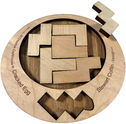Difficult Puzzle for Adults - The Cracked Egg - 7 Piece Wood Brain Teaser Made in The USA from Creative Crafthouse - style: The Cracked Egg