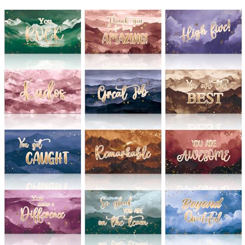 Yeaqee 240 Pcs Employee Appreciation Kudos Cards Funny Blank Back Motivational Card Encouragement Thank You Note Recognition Card for Teacher College Affirmation Gift(Scenery) - style: Scenery