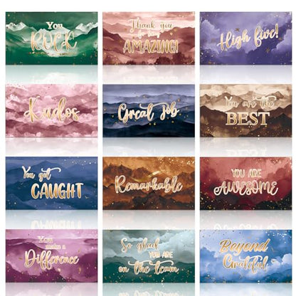 Yeaqee 240 Pcs Employee Appreciation Kudos Cards Funny Blank Back Motivational Card Encouragement Thank You Note Recognition Card for Teacher College Affirmation Gift(Scenery) - style: Scenery