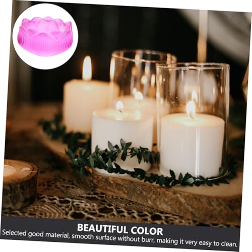 PRETYZOOM 2pcs Lotus Shaped Glass Candleholders Decorative Desktop Ornament Religious Candle Container for Home Zen Garden Table Centerpieces