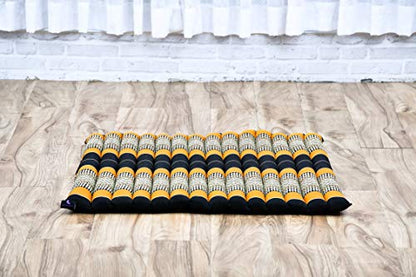 Leewadee Zabuton Seating Cushion – Square Floor Seat for Meditation Exercises, Light Yoga Mat Filled with Kapok - color: Sf03 - Black, Orange