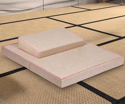 Handcrafted Meditation Mat,Portable Foldable Floor Cushion Outdoor Coconut Fibre Linen Yoga Cushion(Size:70x70cm(28x28inch),Color:Beige-2) - color: Beige-2, size: 70x70cm(28x28inch)