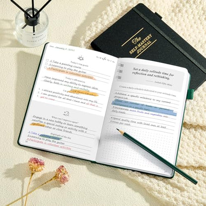 Self-Mastery Journal for Men - Gratitude Journal for Daily Reflection, Positivity and Self-Care and Reflection - Guided Manifestation Journals - Goal Journal for Women & Men(Dark Green) - color: Dark Green