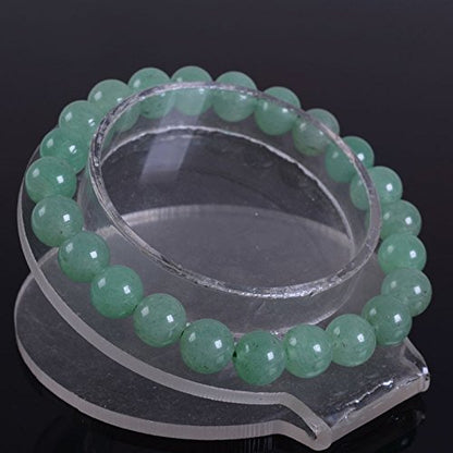 Justinstones Gem Semi Precious Gemstone 8mm Round Beads Stretch Bracelet 7 Inch Unisex - color: Green Aventurine