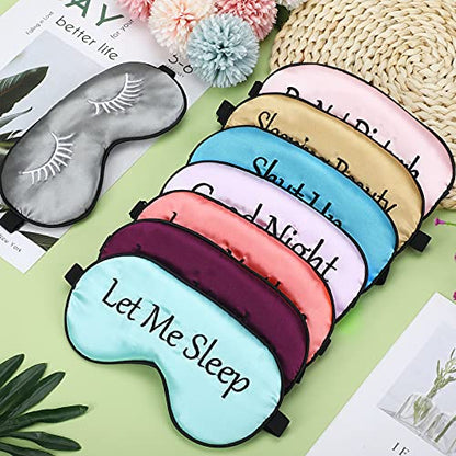 8 Pieces Funny Sleep Mask Silk Eye Mask with Adjustable Strap Soft Cute Blackout Blindfold Eye Cover for Women Men Full Night's Sleep, Travel, Nap, Meditation(Fresh Colors) - color: Fresh Colors