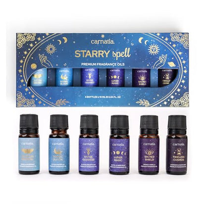 Starry Spell Fragrance Oil Set – 6 Magical & Calming Aromatherapy Blends for Stress Relief, Relaxation & Emotional Wellness | Mystical Fragrance Oils for Diffusers, Massage & Meditation