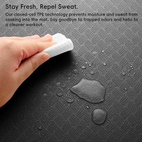 Extra Wide Yoga Mat 72" x 32", 6mm Non Slip TPE Exercise Mat with Carrying Strap, Large Workout Mat for Yoga, Pilates, Stretching, HIIT & Home Gym - color: black